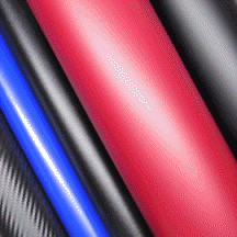 Folienfarben von links nach rechts: carbon (schwarz), blau (seiden-matt), schwarz (für Kreide), rot (matt), schwarz (matt)